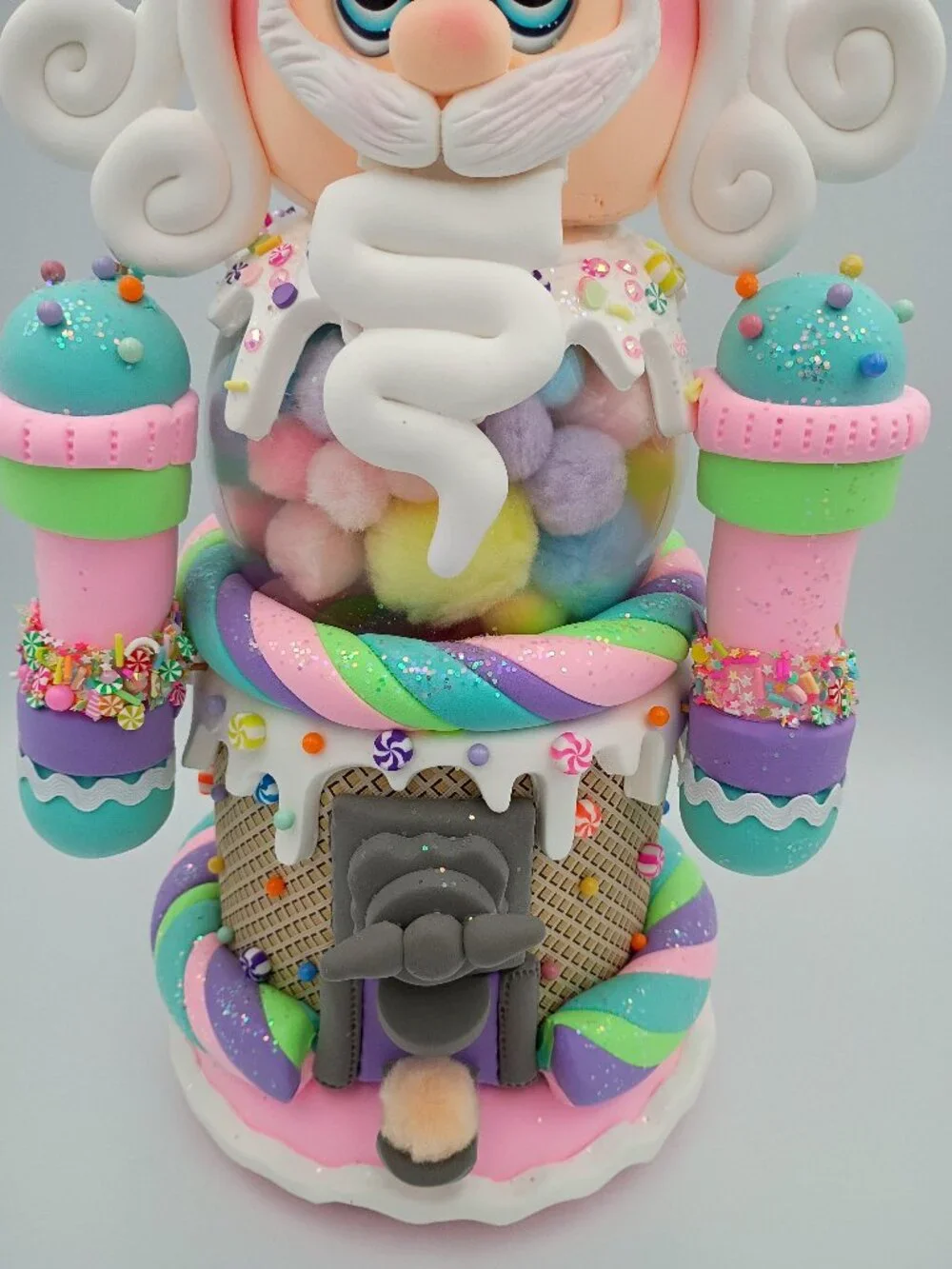 Pastel Candyland Nutcracker Gumball Machine, Handmade Whimsical Nutcracker, Pink